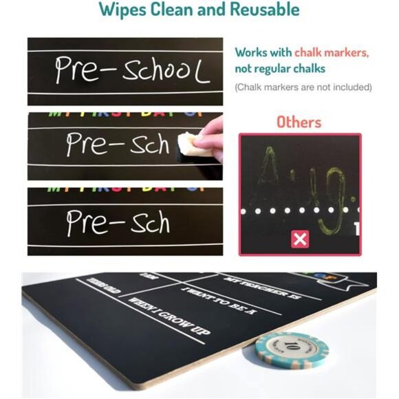 First Day of School Sign Board, 12″x8.5″ Photo Prop Sign Double Sided, Wet Erase - Picture 3 of 5